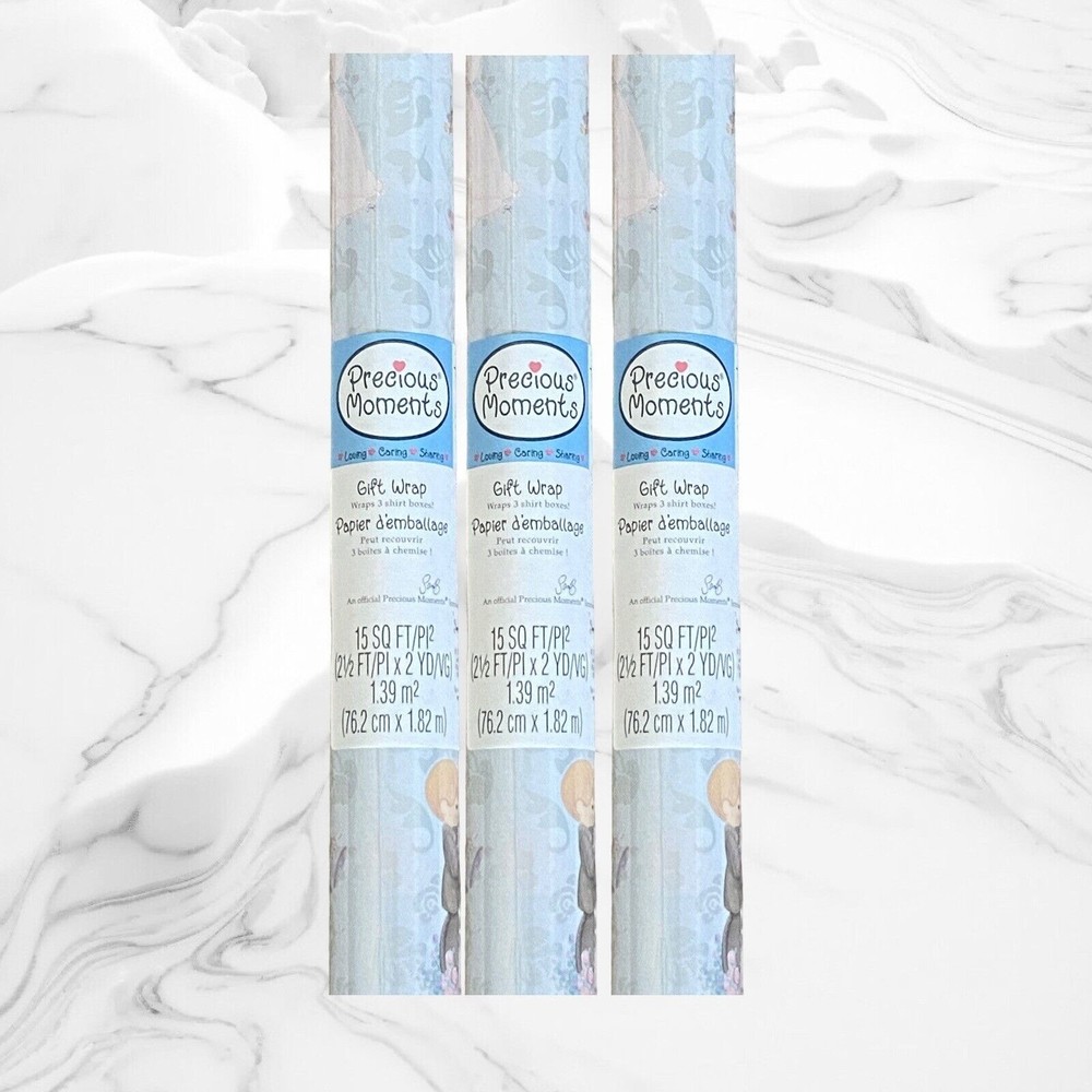 Vintage Hallmark Precious Moments Wedding 15 Sq Ft Gift Wrap 3 Rolls